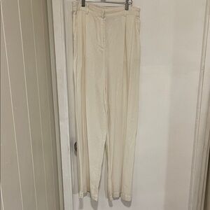 House of Harlow 1960 Ivory Pleated Wide-Leg Trousers